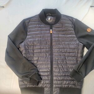 Save the Duck Ultra Light Weight Jacket Mens XL Black Plum Tech Mixed Puffer